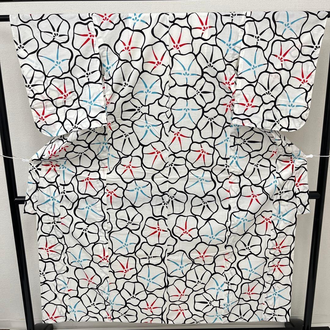 夏浴衣 浴衣 注染 華やか花 木綿 バチ衿 着付け 和装 i-3129