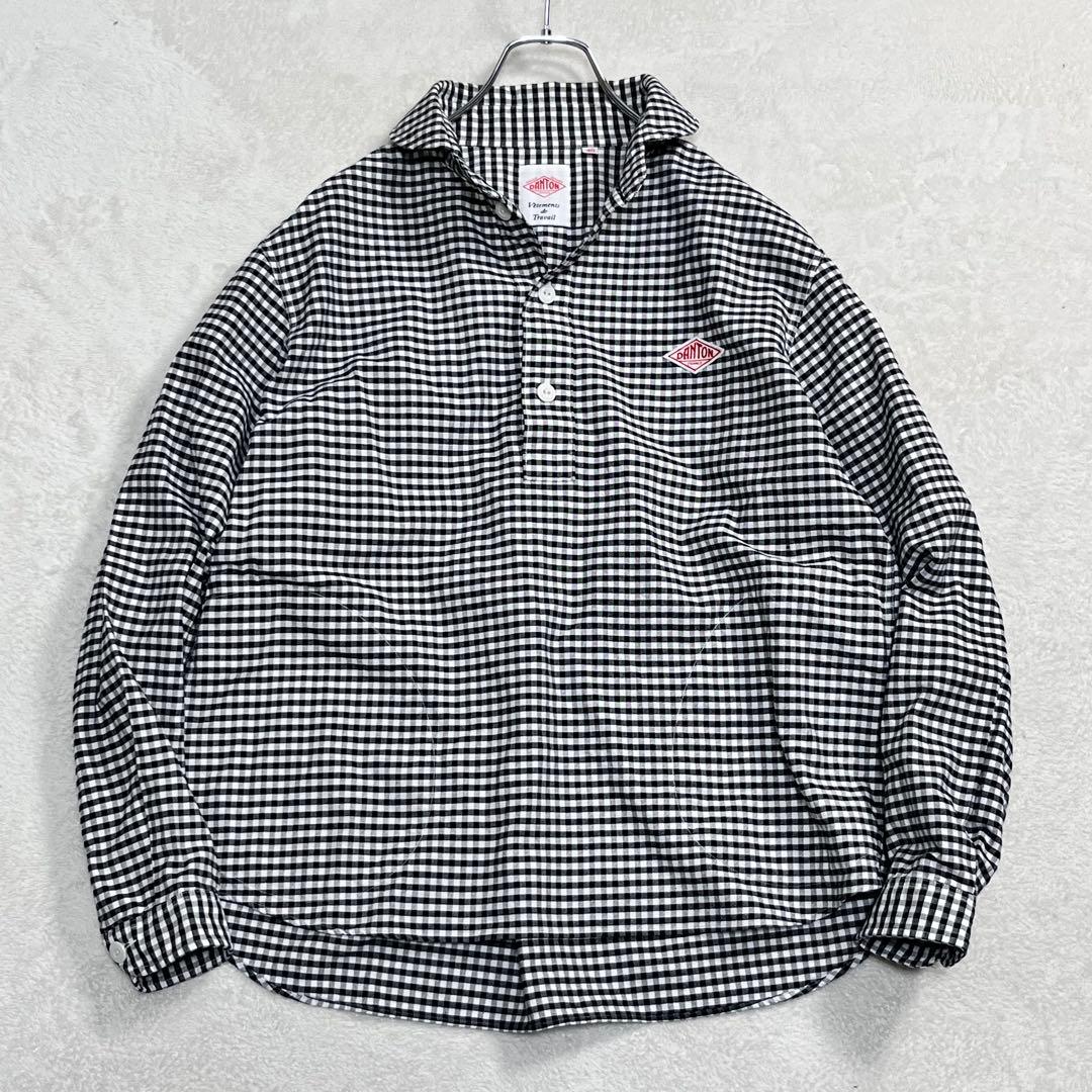 美品『ダントン』丸襟プルオーバーシャツ ギンガムチェック リラックスシルエット