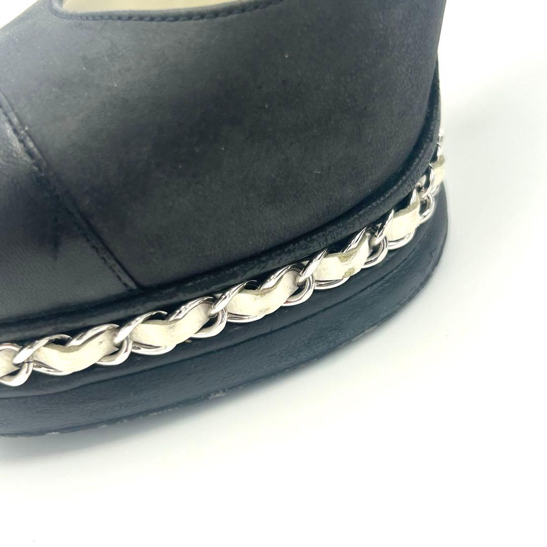CHANEL シャネル パンプス ココマーク チェーン ブラック 23.5cm
