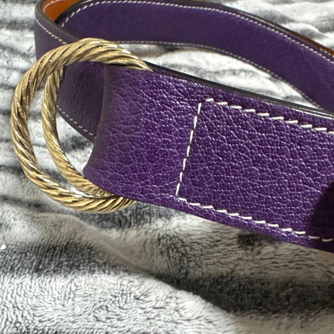 シセイ　パープルレザーベルト サイズ90