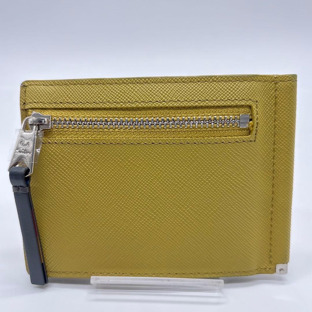 現行 ポールスミス ブライトストライププラー マネークリップ イエロー系 ロゴ