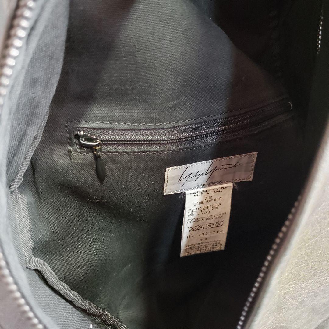 ヨウジヤマモト ワンショルダー レザー トライアングル ダブルファスナー 黒