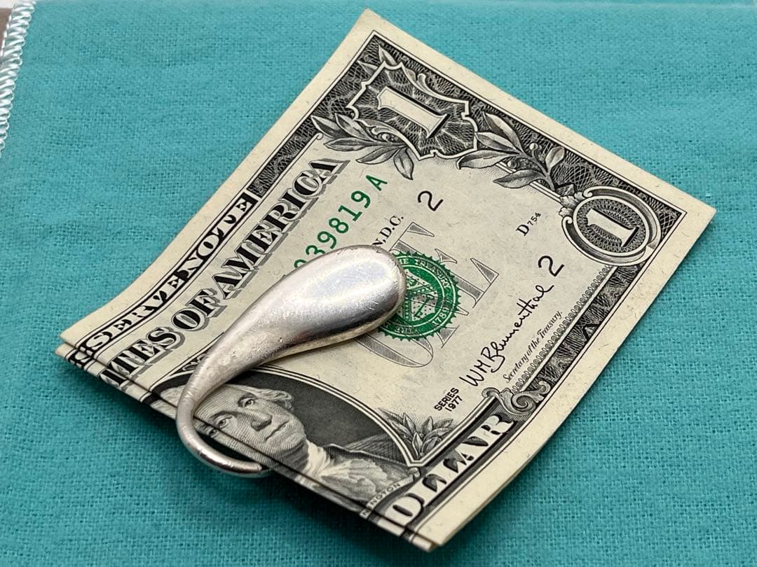 c385 希少　レア　ティファニー　ティアドロップ　マネークリップ　キーリング