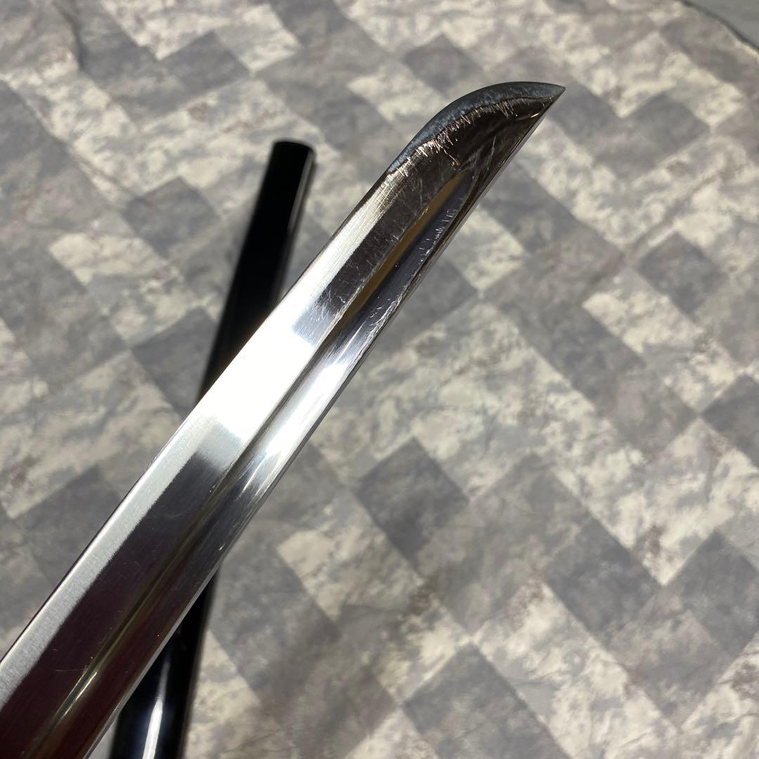 高級居合刀 灰色柄 騎馬武者絵丸鍔 黒呂鞘