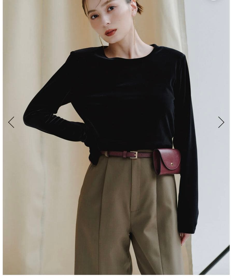 ベロアクロップドカットトップス