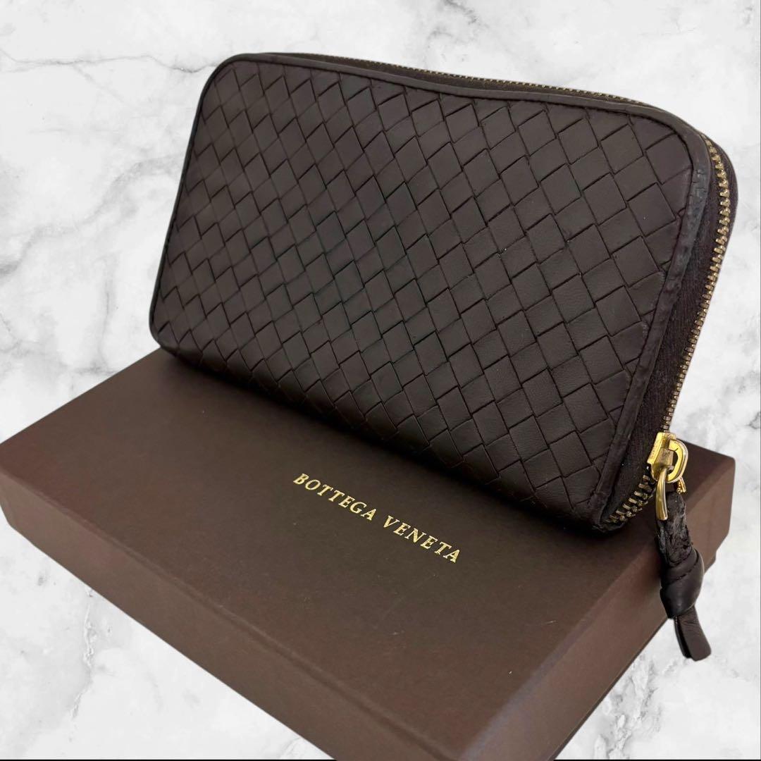 美品✨ ボッテガヴェネタ イントレチャート　長財布 ラウンドファスナー