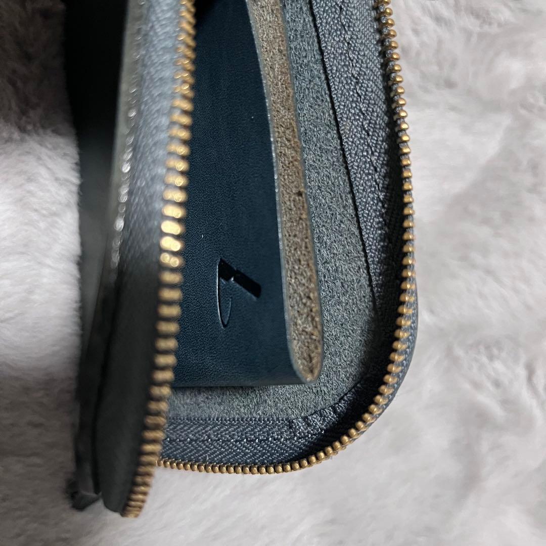 土屋鞄　ナチューラ Lファスナー　財布　ブルーグリーン