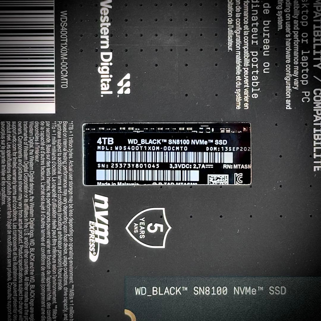 【新品】WD_Black SN8100 4TB Gen5