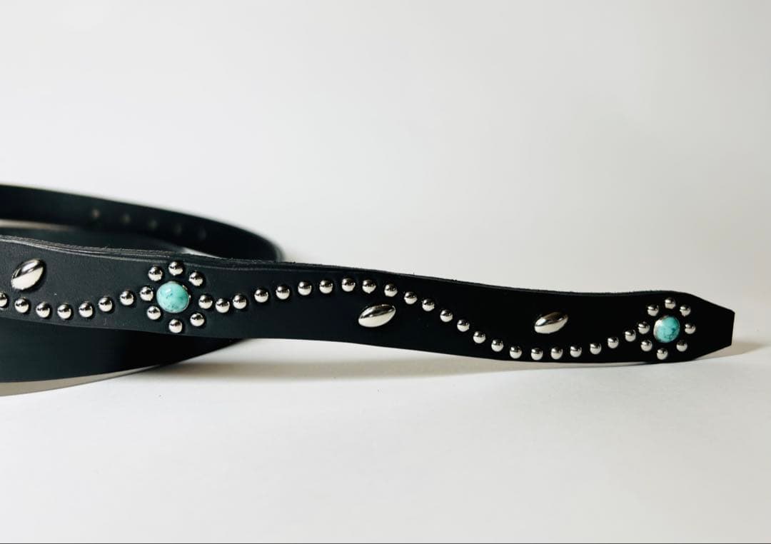 スタッズナローベルト18mm幅グリーンターコイズフラワー htcナロー好き