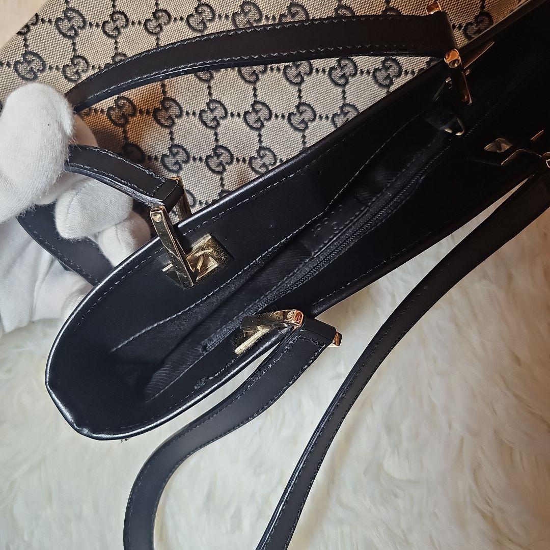 グッチトートバッグ GGキャンバス 002 1099 キャンバスブラックゴールド