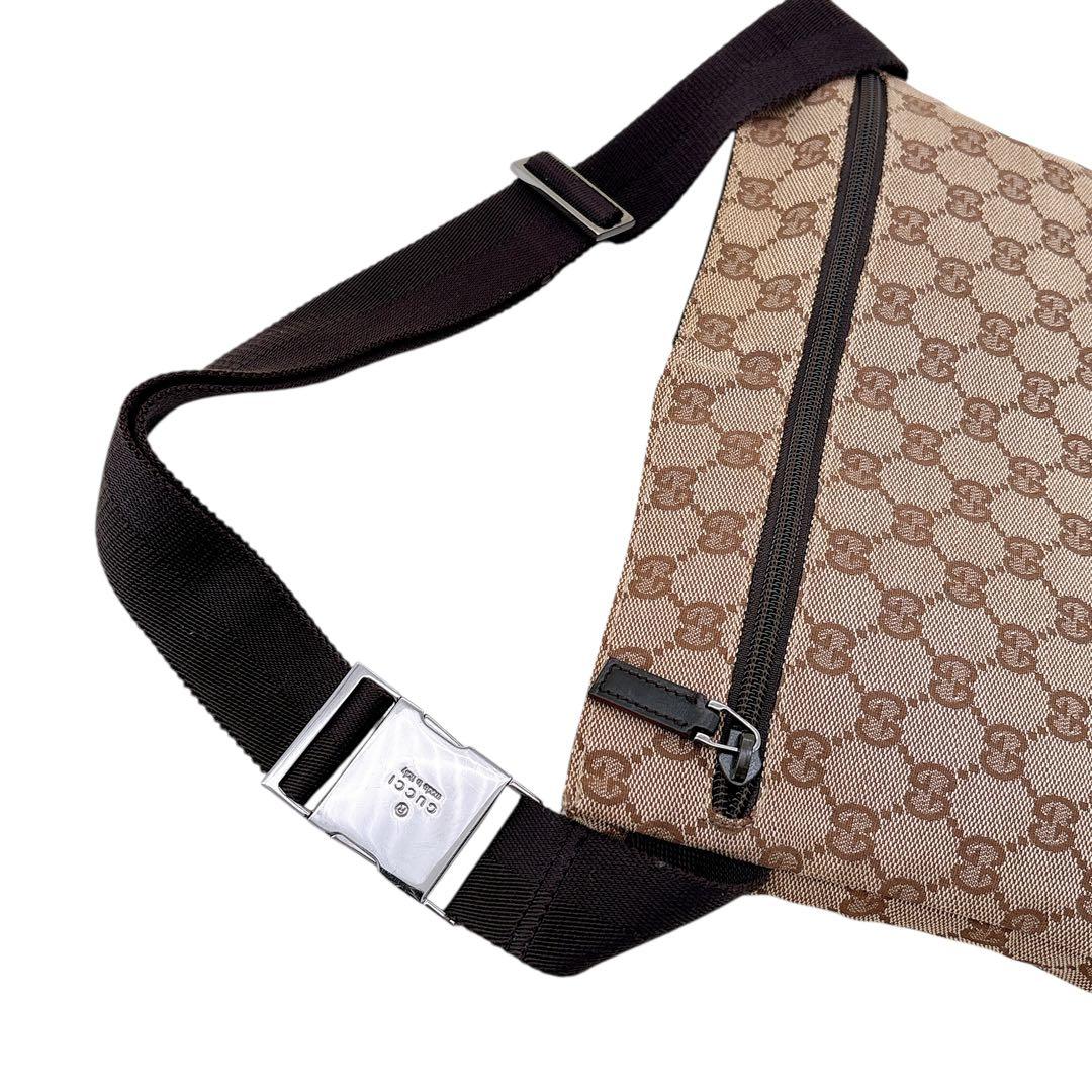 【美品】GUCCI/ボディバッグ/ウエストポーチ/GG キャンバス/ブラウン