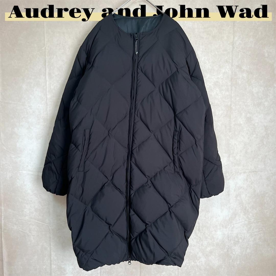 Audrey and John Wad ダウンコート M 黒 ノーカラー ロング