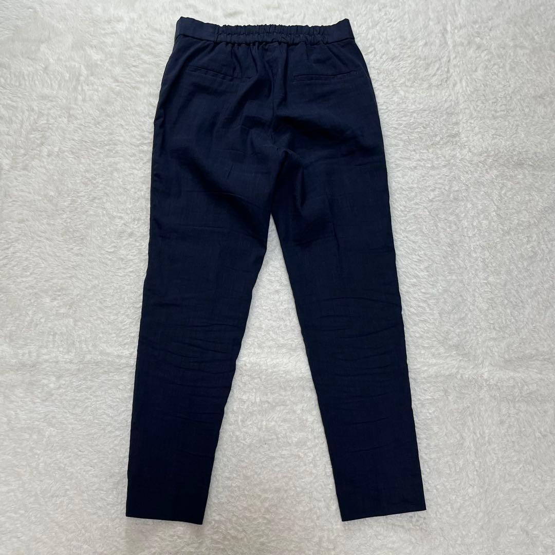 プラステ　PLST セットアップ　スーツ　ノーカラー　パンツ　リネン　ネイビー