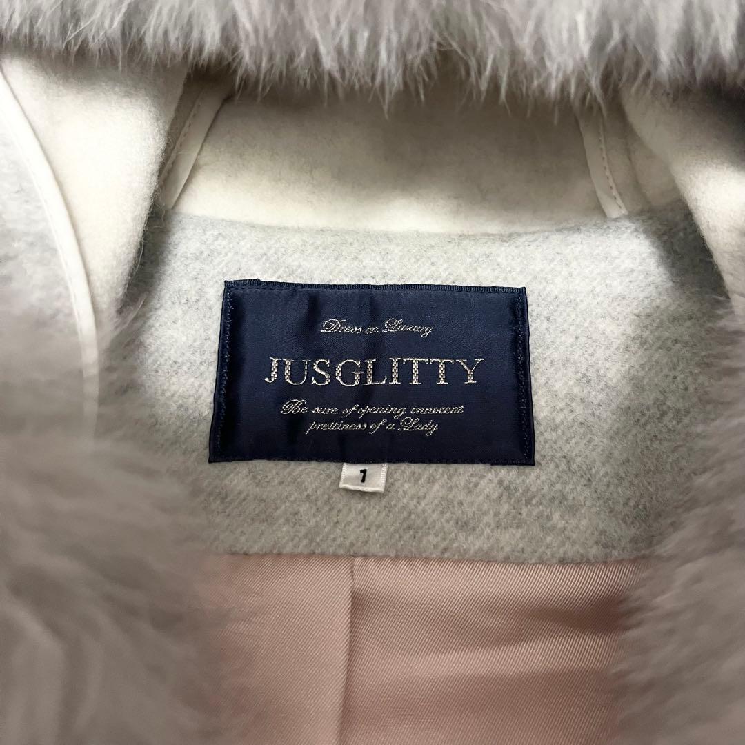 ジャスグリッティー ダッフルコート フォックス ファー 金具 牛革