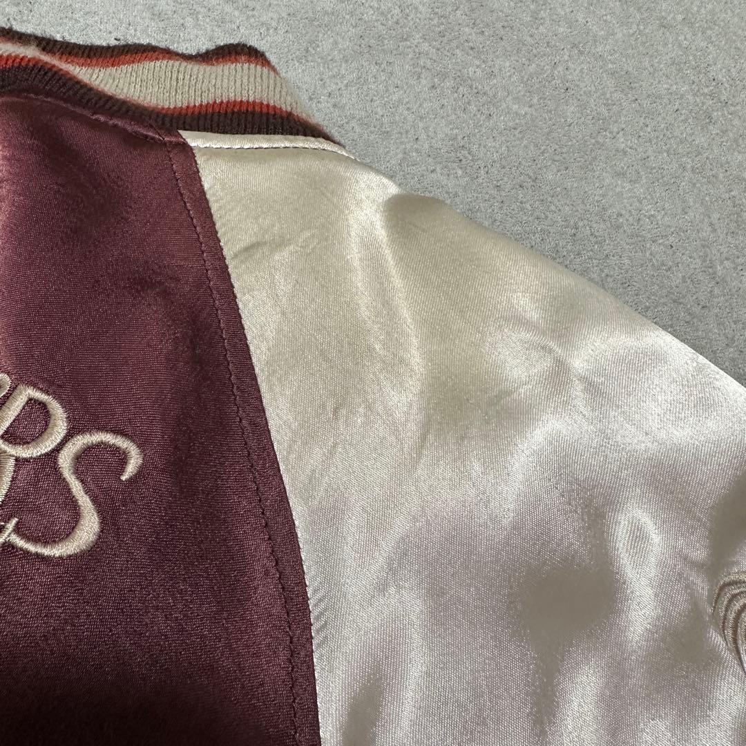 メンズL✨️ヒューストン　スカジャン　スーベニア　ドラゴン　龍　刺繍　ボルドー