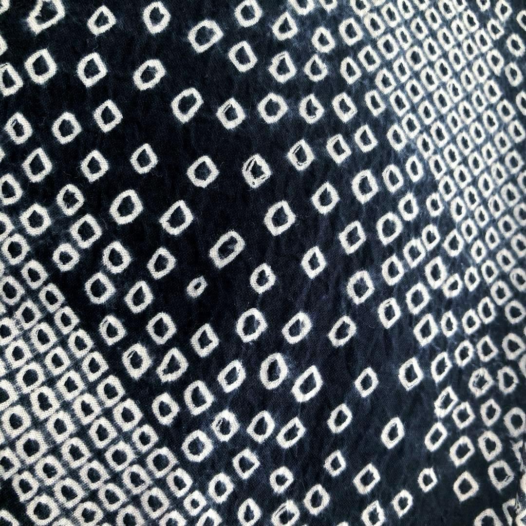 ひまわり 有松鳴海絞り　浴衣　白黒　絞りの曲線　手縫い　No.22-19