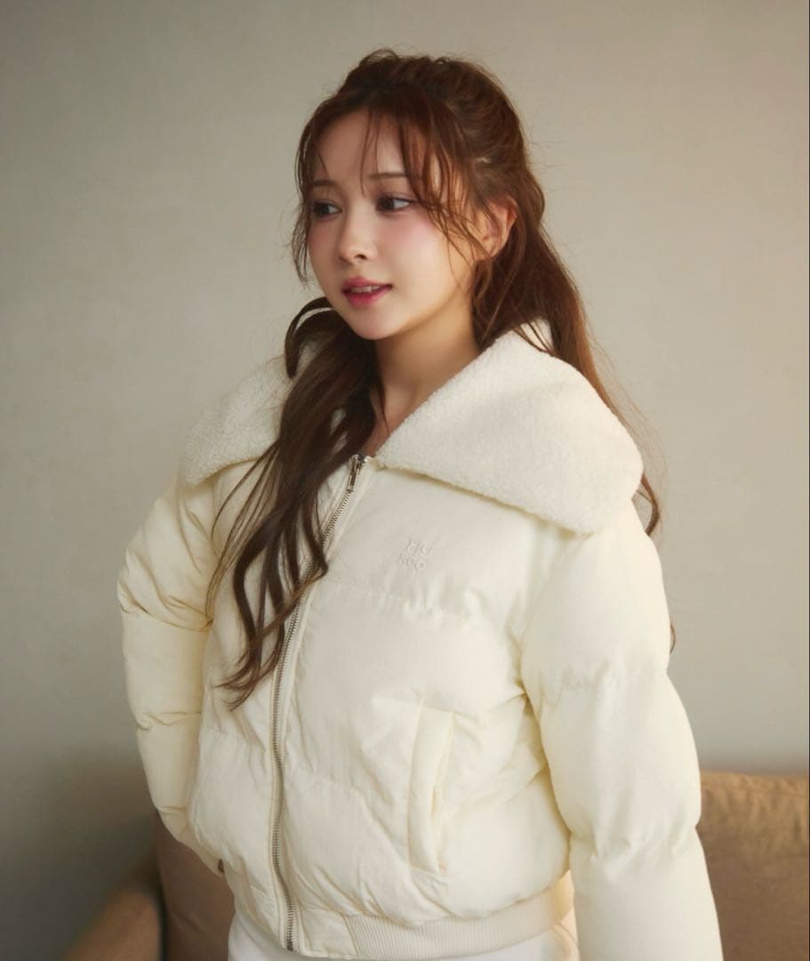 TITTY&CO. 襟ボアキルティングダウン アイボリー