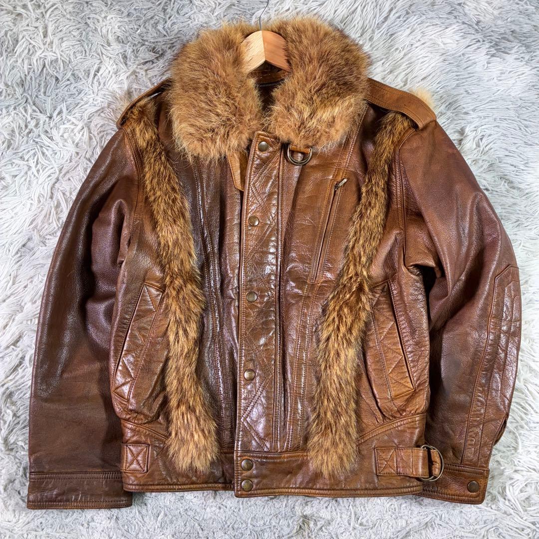 REAL SIMONSy2k カウレザーライダースジャケット ファー 短丈
