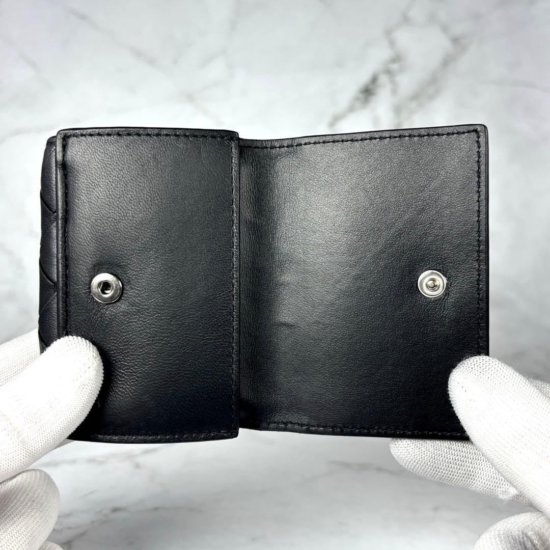 BOTTEGA VENETA ブラック イントレチャート タイニー 三つ折り財布