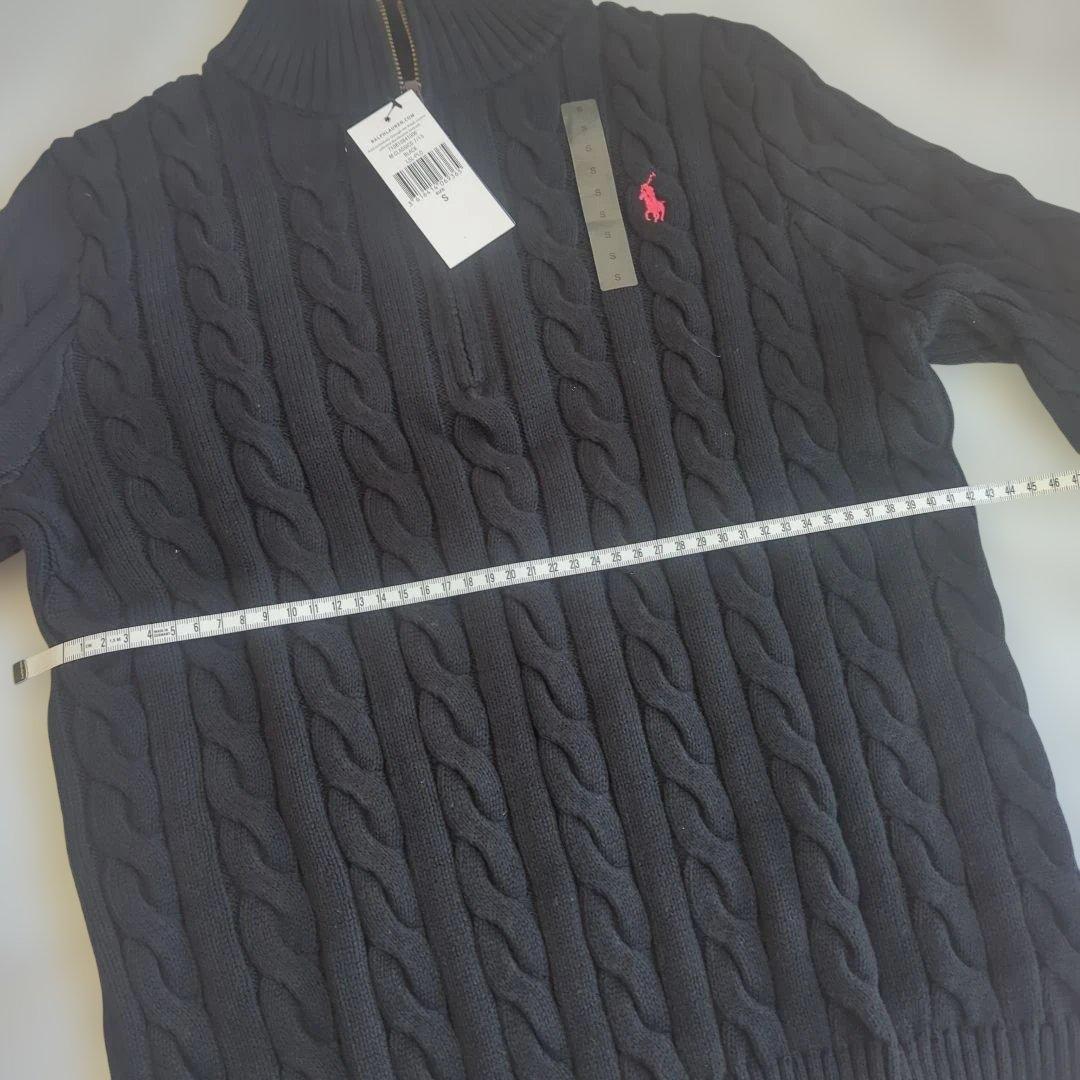 【新品】ポロラルフローレン ハーフジップ ケーブルニット ブラック S