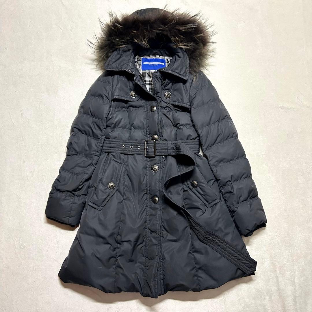 バーバリーブルーラベル ファー付きダウンジャケット 38