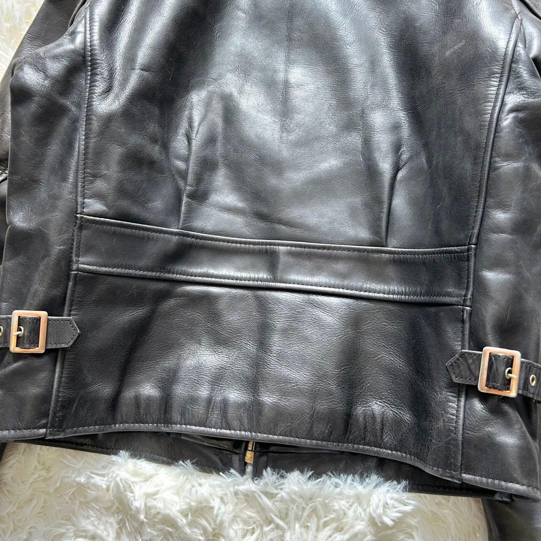 B-McCOY'S レザー シングルライダースジャケット 黒 牛革