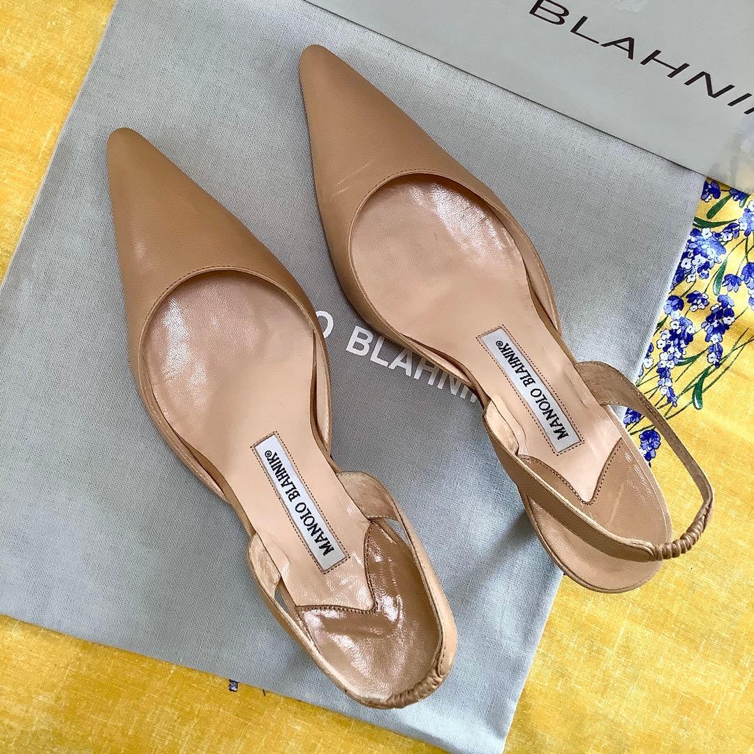 マノロブラニク 定番 キャロリン スリングバック ヌーディーカラー 22.5cm