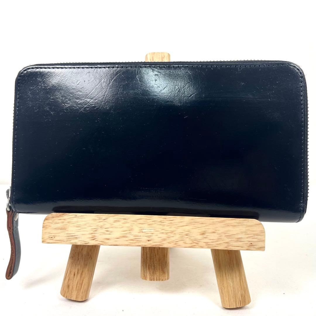 ポーター　長財布　ラウンドファスナー　フィルム　フォイル　オールレザー　ブラック