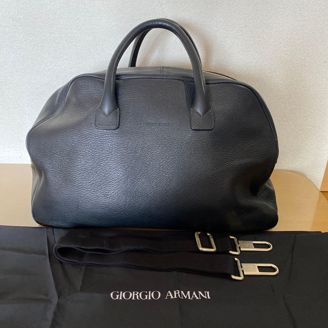 Giorgio Armani ブラックレザートートバッグ（ディアスキン）