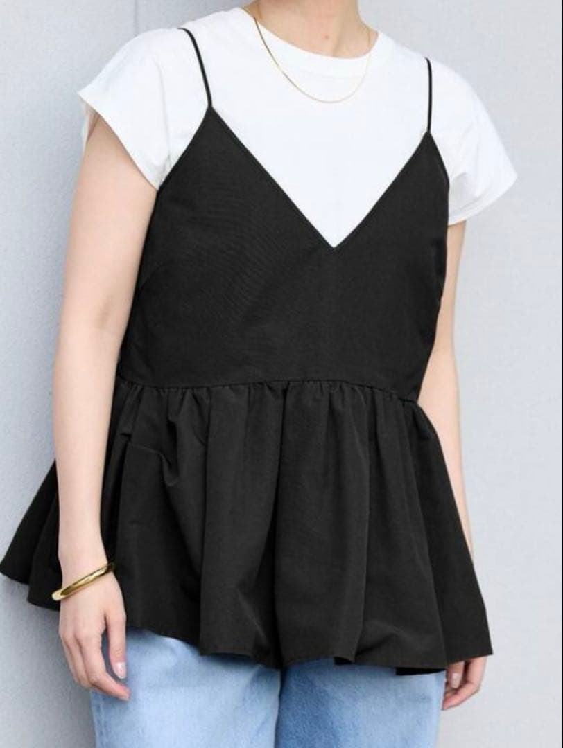 IENA イエナ　ブラック SOグログランキャミブラウス　フリーサイズ