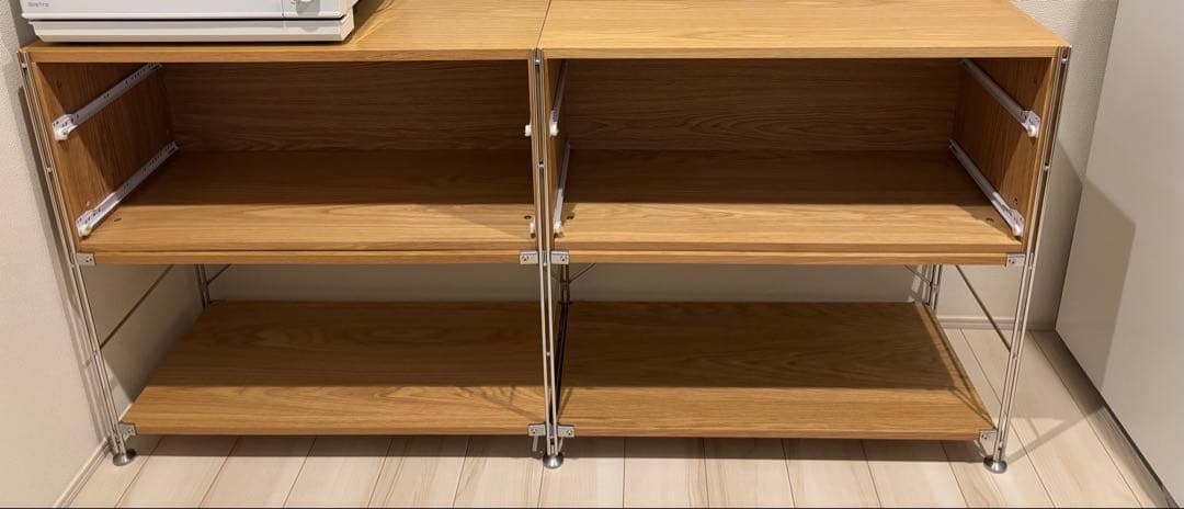 無印良品　ステンレスユニットシェルフ　オーク材