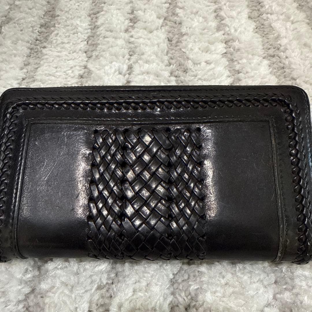 GUCCI グッチ 編み込みデザイン ブラック長財布