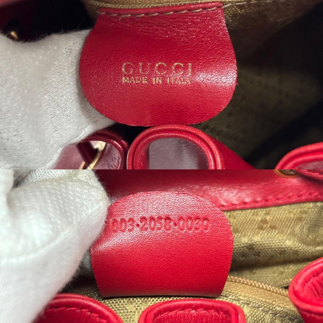 激レア美品 ✨ GUCCI リュック カーフレザー 赤 バンブー