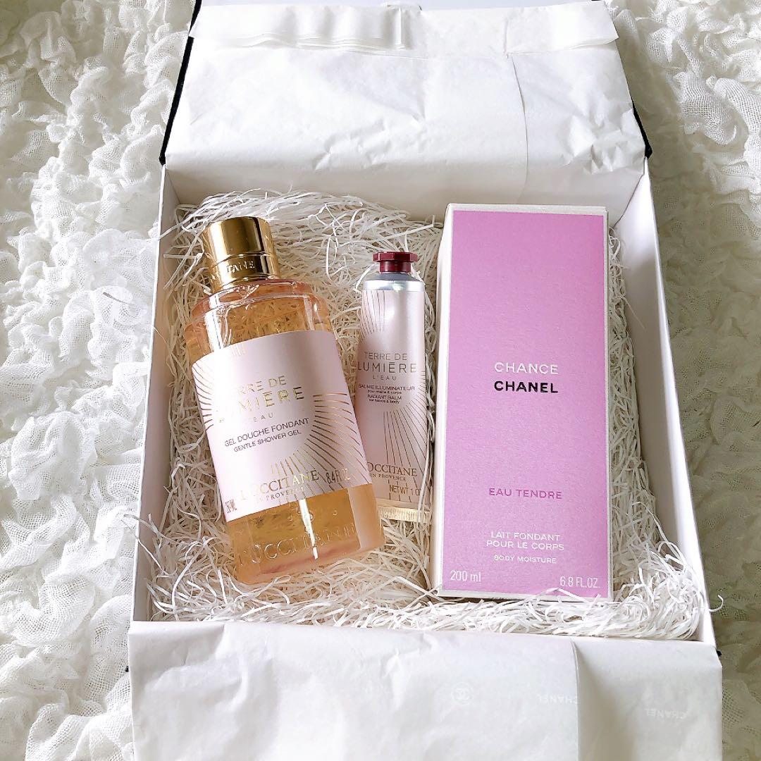 【未使用】CHANEL ギフトBOX CHANCE ボディ乳液　ロクシタン