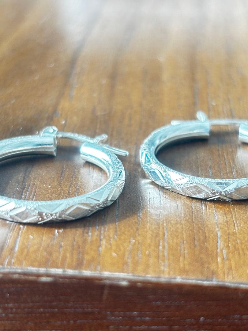 メキシコ タスコ製 Taxco シルバー925 総柄デザインフープピアス