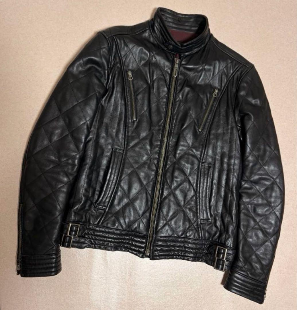 美品Men's Bigi Quilted Lamb Leather Jacket