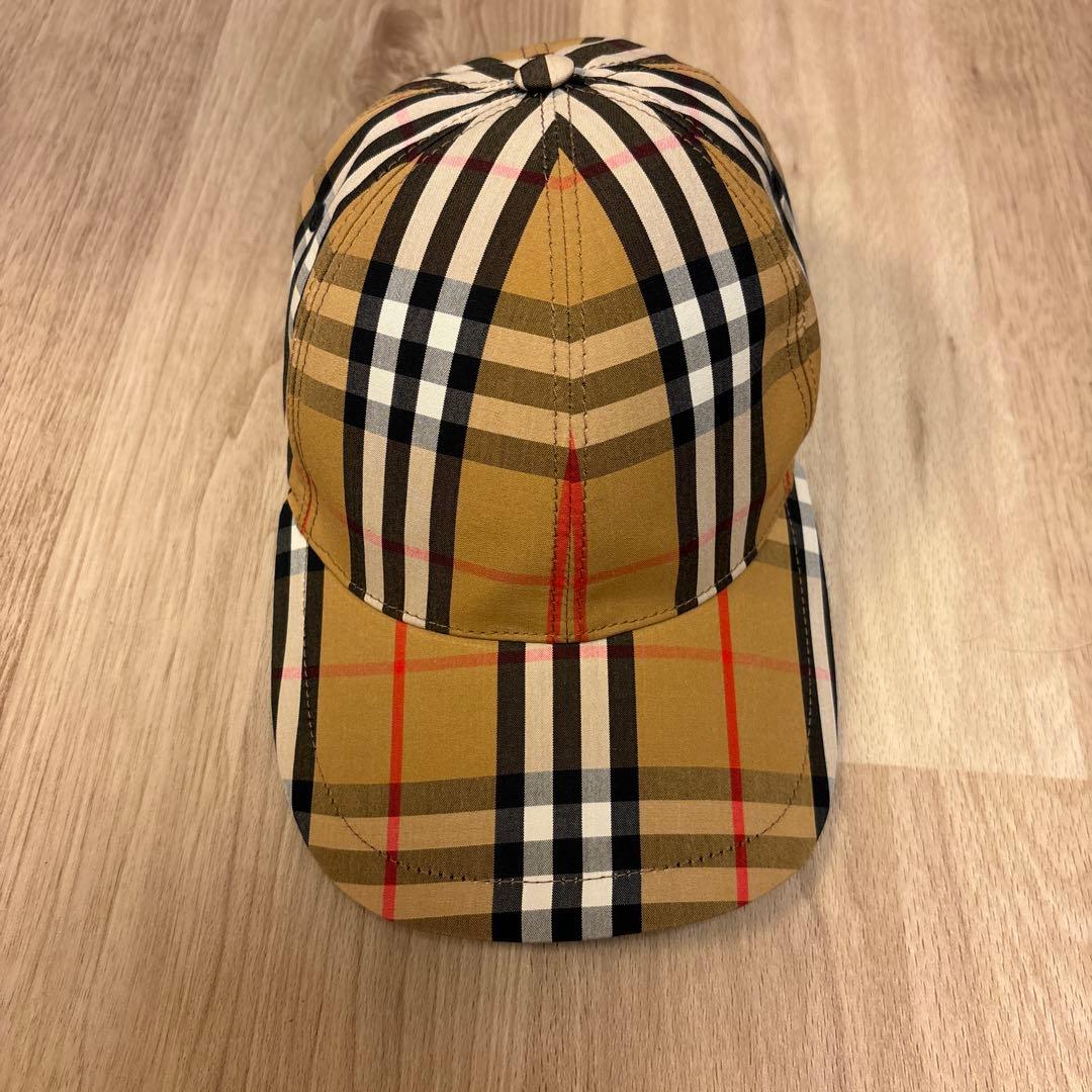 「訳あり」Burberry ベージュ チェック柄 ベースボールキャップ