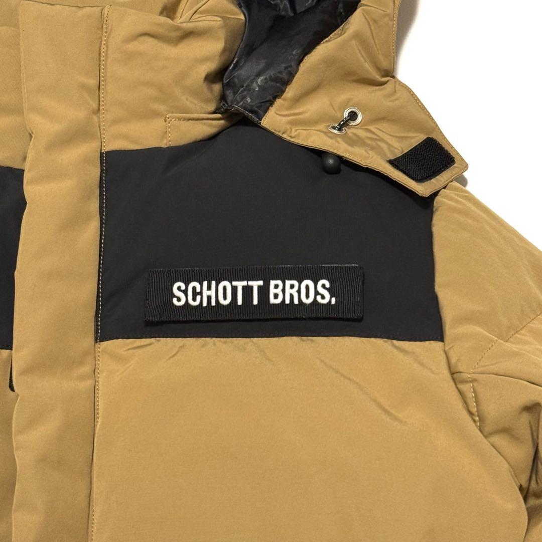 【美品】 SCHOTT BROS ダウンジャケット 肉厚 刺繍 ロゴ総柄 L相当