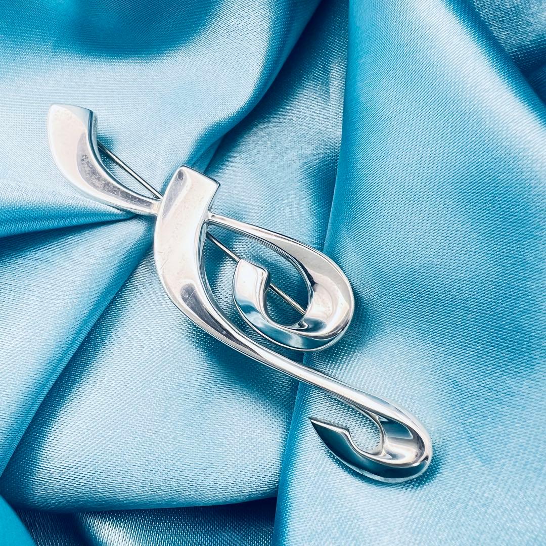 美品　レア　ティファニー　音符　ブローチ　ト音記号　シルバー