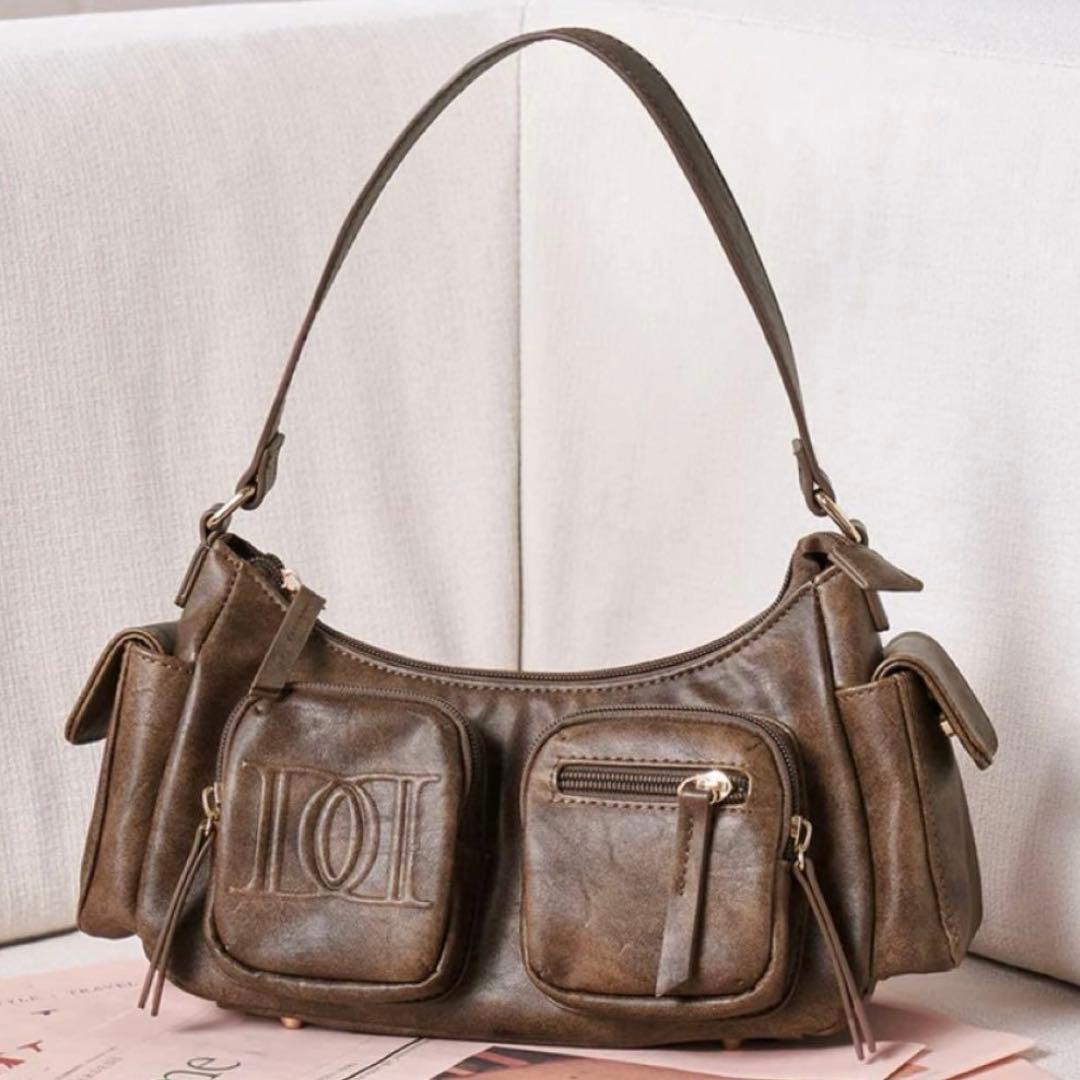 Darich DDレザーハンドルバッグ ブラウン