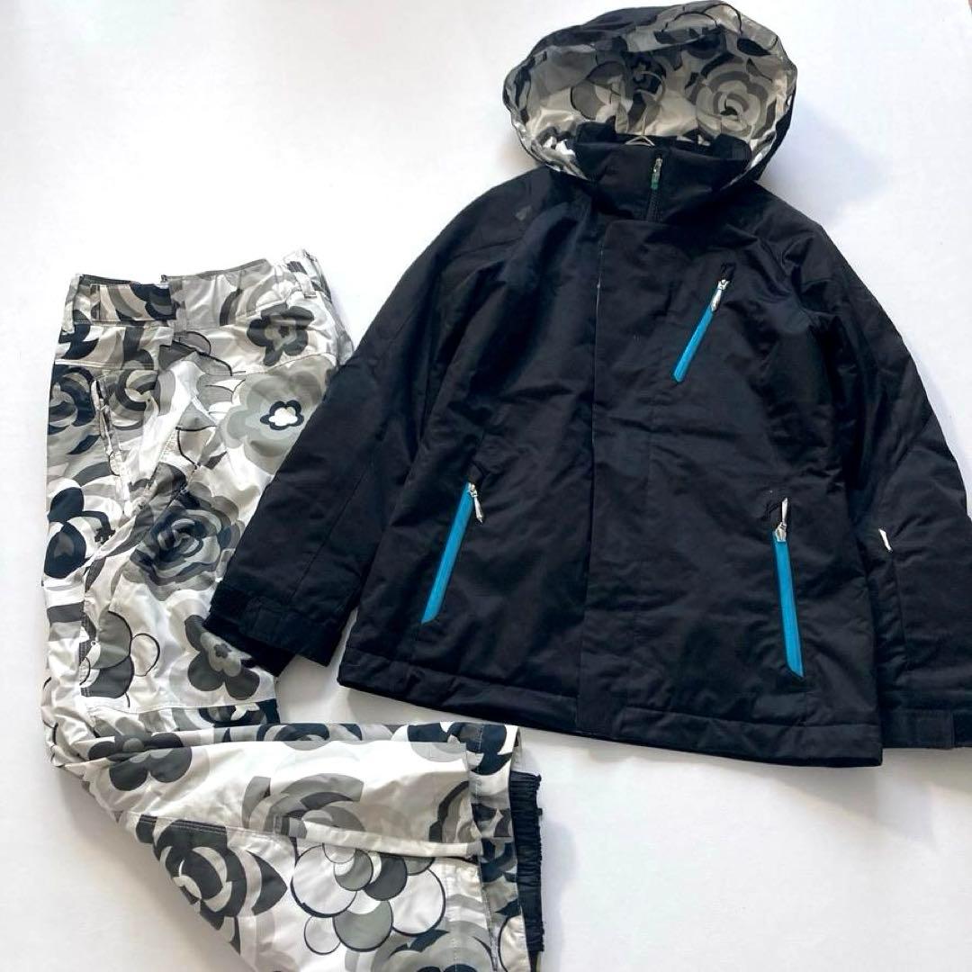【高機能】デサント　レディース スキーウェア 上下セット L 花柄 ヒートナビ