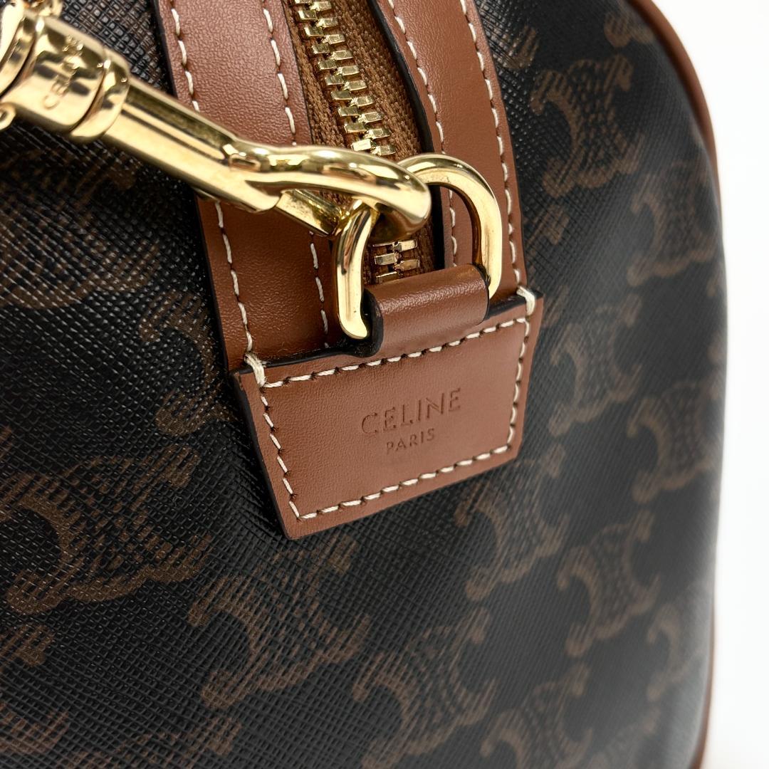 美品 CELINE ラージボストン / トリオンフキャンバス & カーフスキン