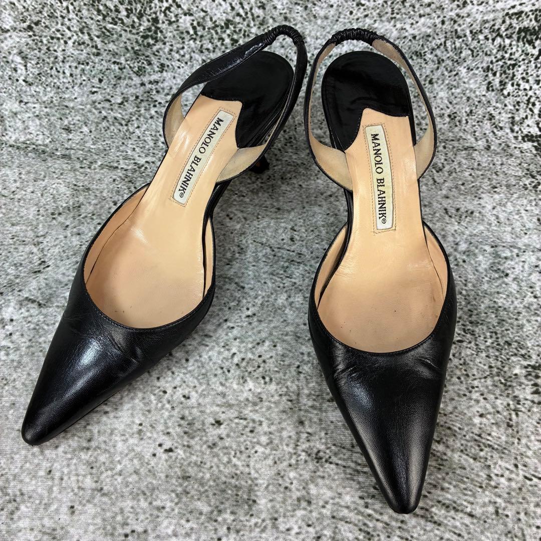 マノロブラニク ミュール ブラック レザー