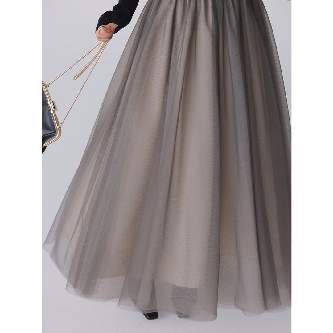 アニュアンス　シアーボリュームチュールスカート　新品　ロングスカート　マキシ