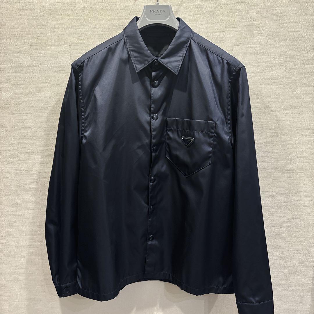 美品　PRADA Re-Nylon シャツ　三角ロゴ　XL 紺