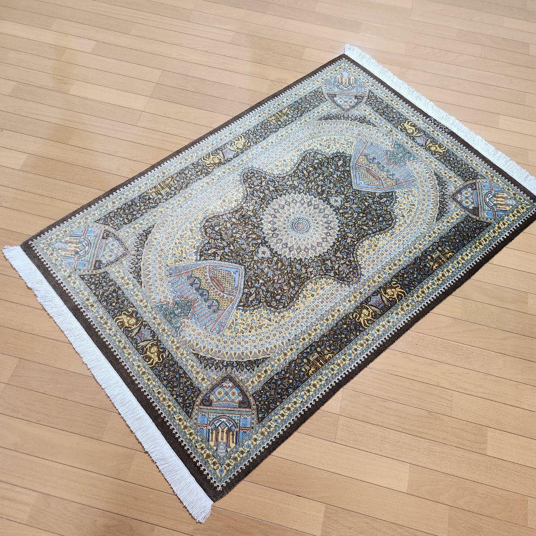 【ジャムシディ工房】クム産 オールシルク ペルシャ絨毯