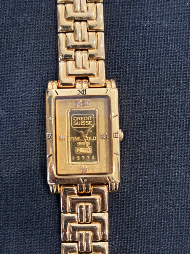 fine gold時計CREDIT SUISSE 999純金腕時計