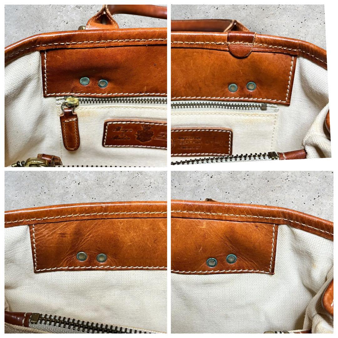 美品　フェリージ　トートバッグ　ナイロン　レザー　3層　肩掛け　カーキ　ブラウン