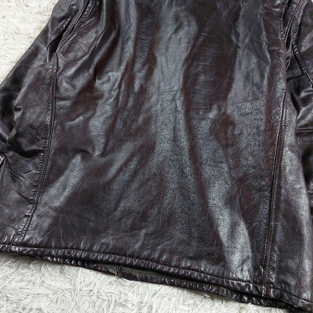 60~70s 希少 シングルレザーライダース 五角形TALON 逆ハの字ジップ