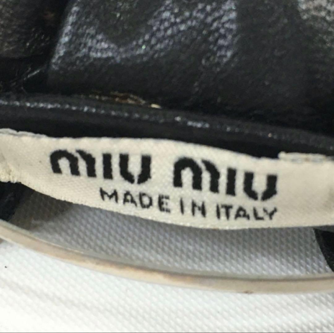 MIUMIU ミュウミュウ　リボン　レザー　バレッタ　本革　ブラック